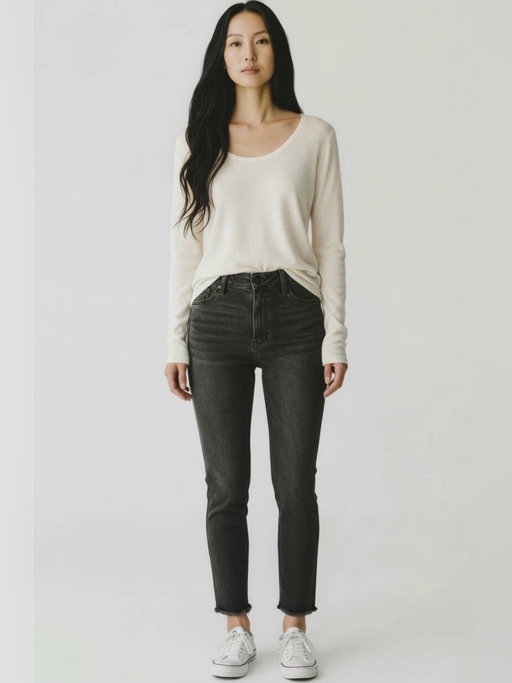 Hollister Ultra High Rise Jean Legging Womens 29x28 Black Raw Hem Skinny Stretch